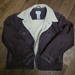 L.L. Bean Brown Corduroy Jacket with Cream Sherpa Lining sz XL